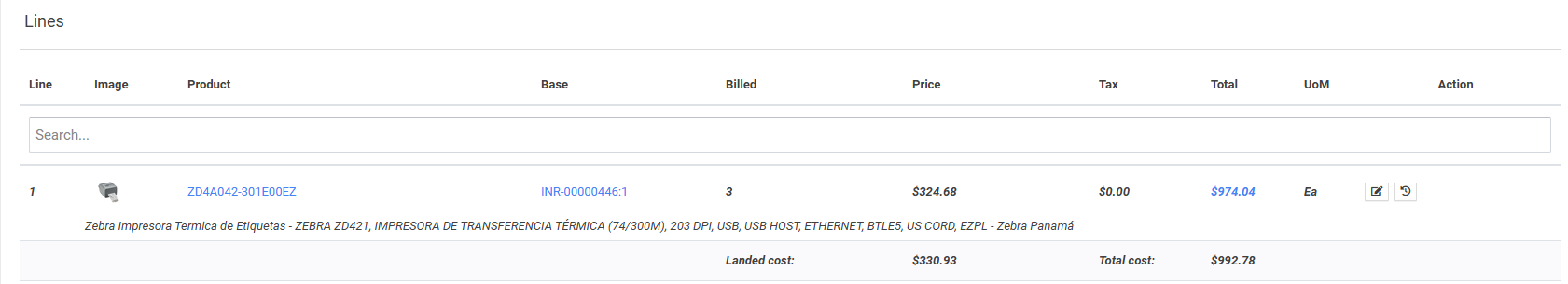 P4 Books Landed Cost - Clear cost breakdown showing item cost, landed cost, and total cost